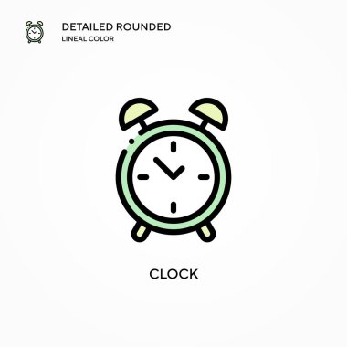 Saat vektör simgesi. Modern vektör illüstrasyon kavramları. Düzenlemesi ve kişiselleştirmesi kolay.