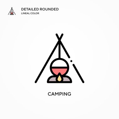 Kamp vektör simgesi. Modern vektör illüstrasyon kavramları. Düzenlemesi ve kişiselleştirmesi kolay.