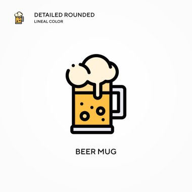 Bira kupası vektör simgesi. Modern vektör illüstrasyon kavramları. Düzenlemesi ve kişiselleştirmesi kolay.