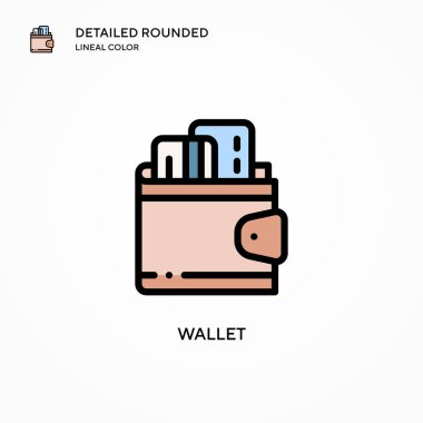 Cüzdan vektör simgesi. Modern vektör illüstrasyon kavramları. Düzenlemesi ve kişiselleştirmesi kolay.