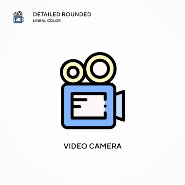 Video kamera vektör simgesi. Modern vektör illüstrasyon kavramları. Düzenlemesi ve kişiselleştirmesi kolay.