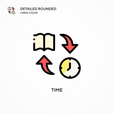 Zaman vektör simgesi. Modern vektör illüstrasyon kavramları. Düzenlemesi ve kişiselleştirmesi kolay.