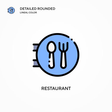 Restoran vektör simgesi. Modern vektör illüstrasyon kavramları. Düzenlemesi ve kişiselleştirmesi kolay.