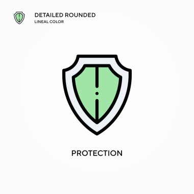 Koruma vektör simgesi. Modern vektör illüstrasyon kavramları. Düzenlemesi ve kişiselleştirmesi kolay.