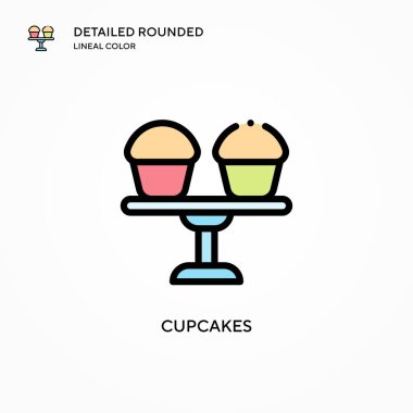 Cupcake vektör simgesi. Modern vektör illüstrasyon kavramları. Düzenlemesi ve kişiselleştirmesi kolay.
