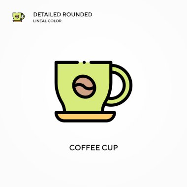 Kahve fincanı vektör ikonu. Modern vektör illüstrasyon kavramları. Düzenlemesi ve kişiselleştirmesi kolay.