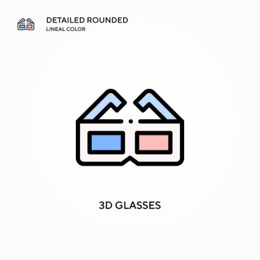3D gözlük vektör simgesi. Modern vektör illüstrasyon kavramları. Düzenlemesi ve kişiselleştirmesi kolay.