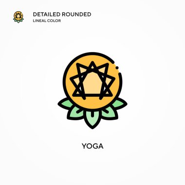 Yoga vektör simgesi. Modern vektör illüstrasyon kavramları. Düzenlemesi ve kişiselleştirmesi kolay.