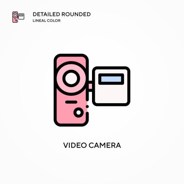 Video kamera vektör simgesi. Modern vektör illüstrasyon kavramları. Düzenlemesi ve kişiselleştirmesi kolay.