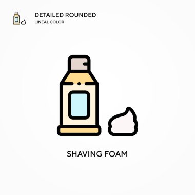 Köpük vektör simgesi tıraş ediliyor. Modern vektör illüstrasyon kavramları. Düzenlemesi ve kişiselleştirmesi kolay.
