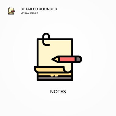 Not vektör simgesi. Modern vektör illüstrasyon kavramları. Düzenlemesi ve kişiselleştirmesi kolay.