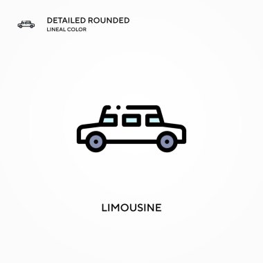 Limuzin vektör simgesi. Modern vektör illüstrasyon kavramları. Düzenlemesi ve kişiselleştirmesi kolay.