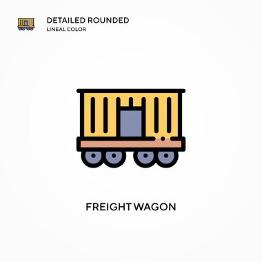 Yük vagonu vektör simgesi. Modern vektör illüstrasyon kavramları. Düzenlemesi ve kişiselleştirmesi kolay.