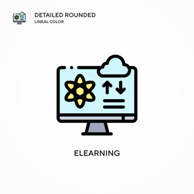 Elearning vektör simgesi. Modern vektör illüstrasyon kavramları. Düzenlemesi ve kişiselleştirmesi kolay.