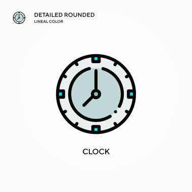 Saat vektör simgesi. Modern vektör illüstrasyon kavramları. Düzenlemesi ve kişiselleştirmesi kolay.