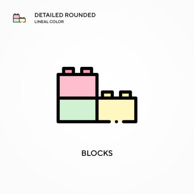 Bloklar vektör simgesi. Modern vektör illüstrasyon kavramları. Düzenlemesi ve kişiselleştirmesi kolay.
