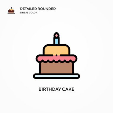 Doğum günü pastası ikonu. Modern vektör illüstrasyon kavramları. Düzenlemesi ve kişiselleştirmesi kolay.