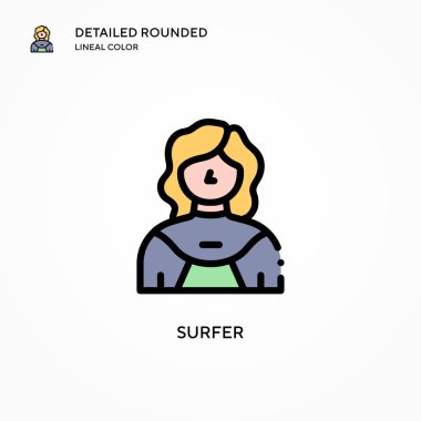 Sörfçü vektör simgesi. Modern vektör illüstrasyon kavramları. Düzenlemesi ve kişiselleştirmesi kolay.