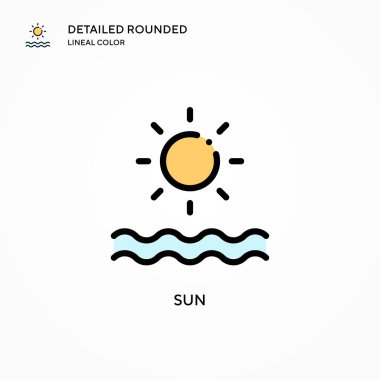 Güneş vektör simgesi. Modern vektör illüstrasyon kavramları. Düzenlemesi ve kişiselleştirmesi kolay.