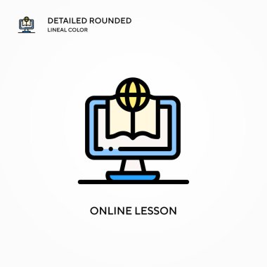 Online ders vektör simgesi. Modern vektör illüstrasyon kavramları. Düzenlemesi ve kişiselleştirmesi kolay.