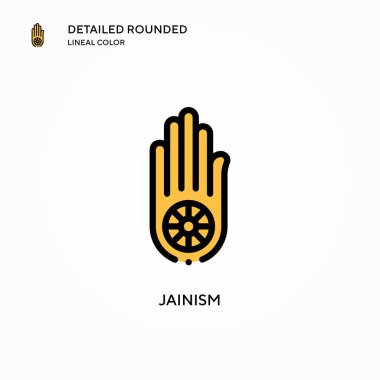 Jainism vektör simgesi. Modern vektör illüstrasyon kavramları. Düzenlemesi ve kişiselleştirmesi kolay.