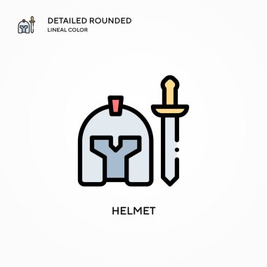 Miğfer vektör simgesi. Modern vektör illüstrasyon kavramları. Düzenlemesi ve kişiselleştirmesi kolay.