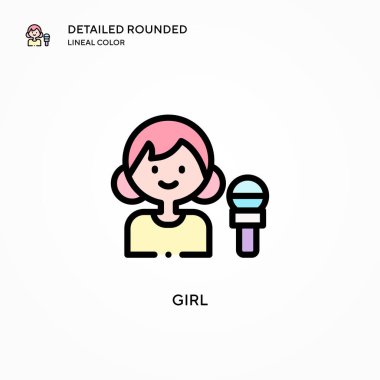 Kız vektör simgesi. Modern vektör illüstrasyon kavramları. Düzenlemesi ve kişiselleştirmesi kolay.