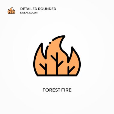 Orman ateş vektör ikonu. Modern vektör illüstrasyon kavramları. Düzenlemesi ve kişiselleştirmesi kolay.