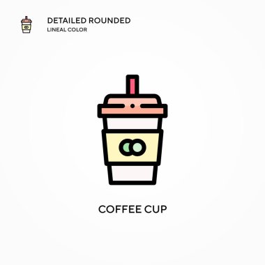 Kahve fincanı vektör ikonu. Modern vektör illüstrasyon kavramları. Düzenlemesi ve kişiselleştirmesi kolay.