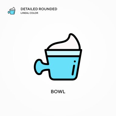 Bowl vektör simgesi. Modern vektör illüstrasyon kavramları. Düzenlemesi ve kişiselleştirmesi kolay.