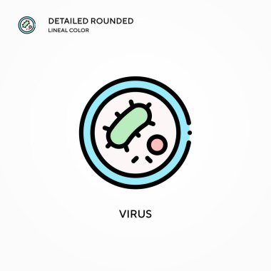 Virüs vektör simgesi. Modern vektör illüstrasyon kavramları. Düzenlemesi ve kişiselleştirmesi kolay.