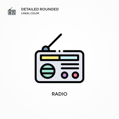 Radyo vektör simgesi. Modern vektör illüstrasyon kavramları. Düzenlemesi ve kişiselleştirmesi kolay.