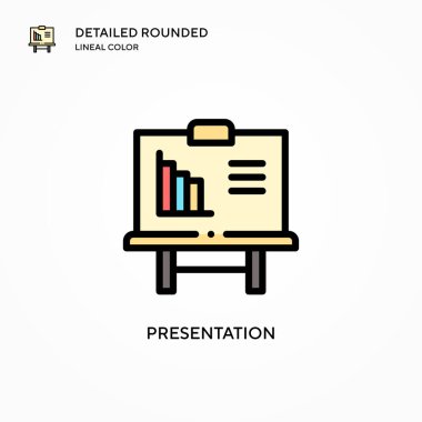 Sunum vektör simgesi. Modern vektör illüstrasyon kavramları. Düzenlemesi ve kişiselleştirmesi kolay.