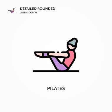 Pilates vektör simgesi. Modern vektör illüstrasyon kavramları. Düzenlemesi ve kişiselleştirmesi kolay.