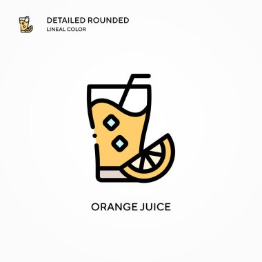 Portakal suyu ikonu. Modern vektör illüstrasyon kavramları. Düzenlemesi ve kişiselleştirmesi kolay.