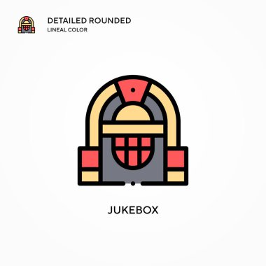 Jukebox vektör simgesi. Modern vektör illüstrasyon kavramları. Düzenlemesi ve kişiselleştirmesi kolay.