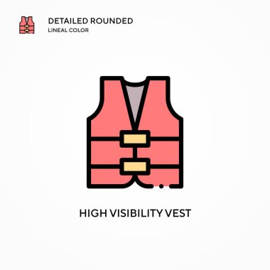 Yüksek görüş mesafesi olan yelek vektör ikonu. Modern vektör illüstrasyon kavramları. Düzenlemesi ve kişiselleştirmesi kolay.