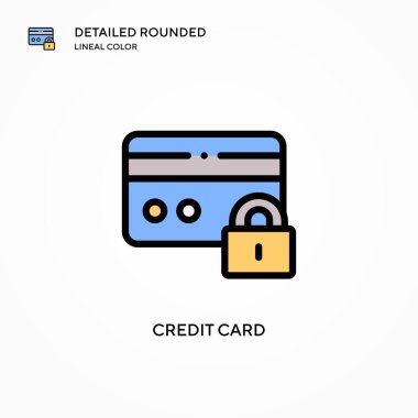 Kredi kartı vektör simgesi. Modern vektör illüstrasyon kavramları. Düzenlemesi ve kişiselleştirmesi kolay.