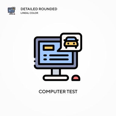 Bilgisayar test vektör simgesi. Modern vektör illüstrasyon kavramları. Düzenlemesi ve kişiselleştirmesi kolay.