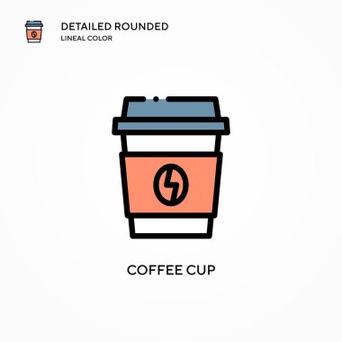 Kahve fincanı vektör ikonu. Modern vektör illüstrasyon kavramları. Düzenlemesi ve kişiselleştirmesi kolay.