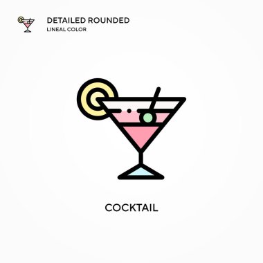 Kokteyl vektör simgesi. Modern vektör illüstrasyon kavramları. Düzenlemesi ve kişiselleştirmesi kolay.