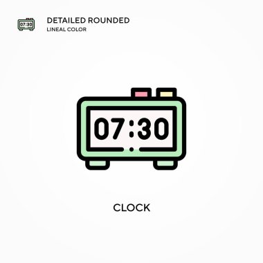 Saat vektör simgesi. Modern vektör illüstrasyon kavramları. Düzenlemesi ve kişiselleştirmesi kolay.