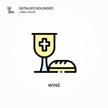 Şarap vektör simgesi. Modern vektör illüstrasyon kavramları. Düzenlemesi ve kişiselleştirmesi kolay.