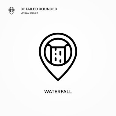 Şelale vektör simgesi. Modern vektör illüstrasyon kavramları. Düzenlemesi ve kişiselleştirmesi kolay.