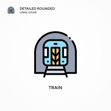 Tren vektör simgesi. Modern vektör illüstrasyon kavramları. Düzenlemesi ve kişiselleştirmesi kolay.