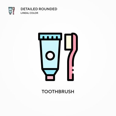 Diş fırçası vektör simgesi. Modern vektör illüstrasyon kavramları. Düzenlemesi ve kişiselleştirmesi kolay.