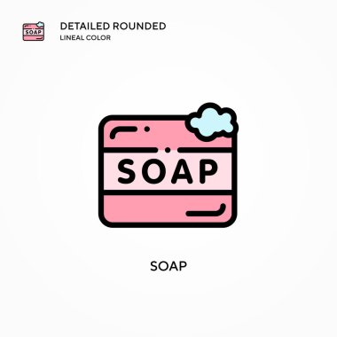 Sabun vektör ikonu. Modern vektör illüstrasyon kavramları. Düzenlemesi ve kişiselleştirmesi kolay.