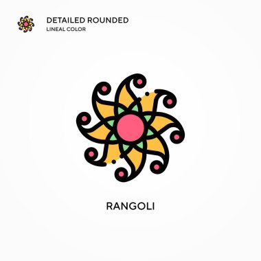 Rangoli vektör simgesi. Modern vektör illüstrasyon kavramları. Düzenlemesi ve kişiselleştirmesi kolay.