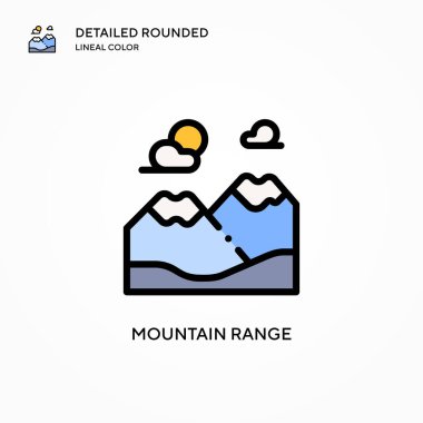 Dağ aralığı vektör simgesi. Modern vektör illüstrasyon kavramları. Düzenlemesi ve kişiselleştirmesi kolay.