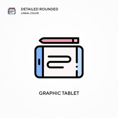 Grafik tablet vektör simgesi. Modern vektör illüstrasyon kavramları. Düzenlemesi ve kişiselleştirmesi kolay.